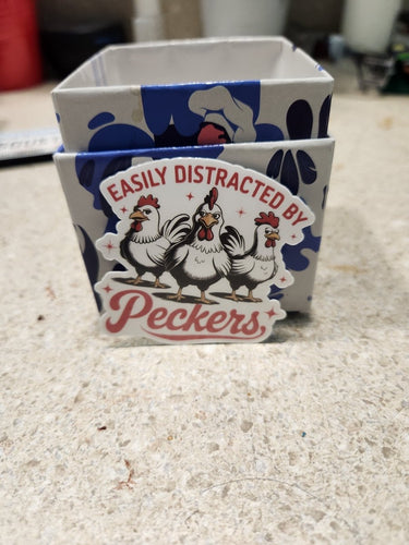 Easily Distracted by Peckers Chicken Sticker - Sticker - Charm and Char